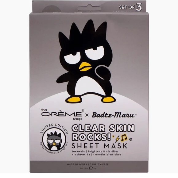 The Crème Shop x Badtz-Maru Clear Skin Rocks Sheet Mask set of 3 - Picture 1 of 3